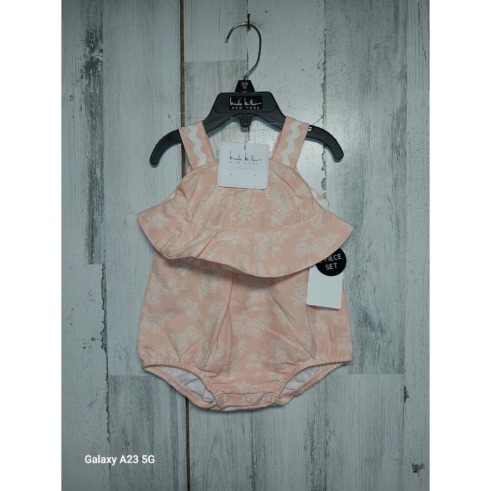 Nicole Miller Rick Rack Bubble Rumper And Hat Set 3/6 Months